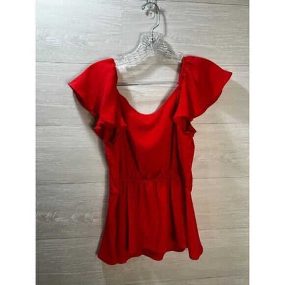 Monteau Ruffle Trim Peplum Top Pink Medium NWOT - Picture 2 of 6